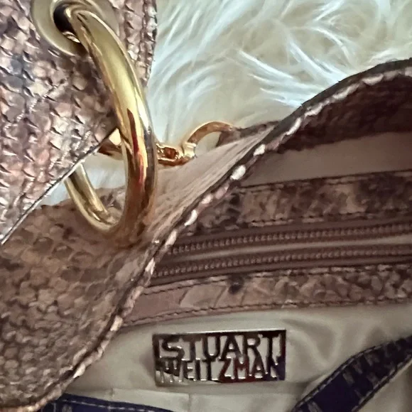 Stuart Weitzman Tan Snake Print Hobo Bag - Picture 7 of 9
